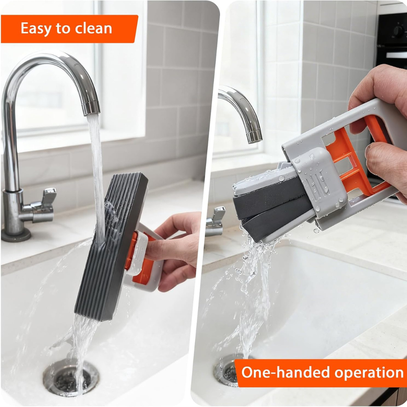 Foldable mini mop wet and dry cleaning feature