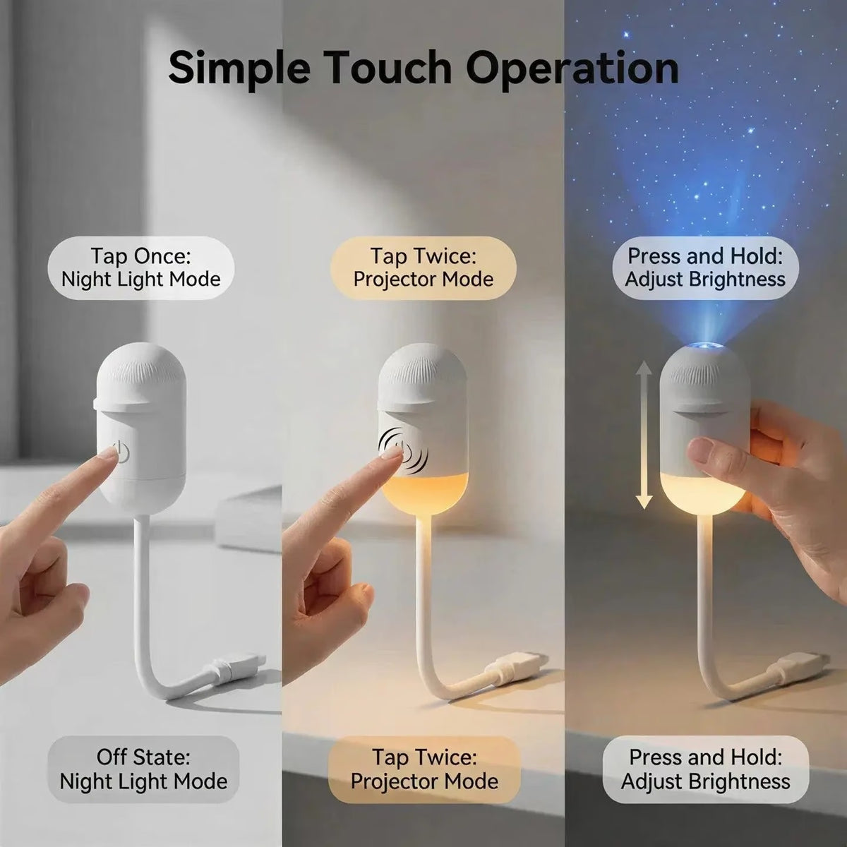USB star projector for car roof ambience