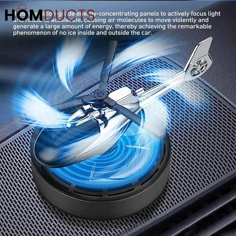 Solar car fragrance diffuser rotating helicopter design