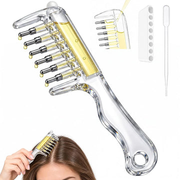 Transparent scalp serum applicator massage comb product view